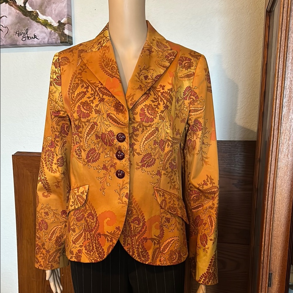 Vintage Metradamo Orange Blazer with Paisley Design
